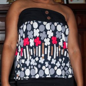 Vintage 90s Tube Top with Flowers (Red Bugs)